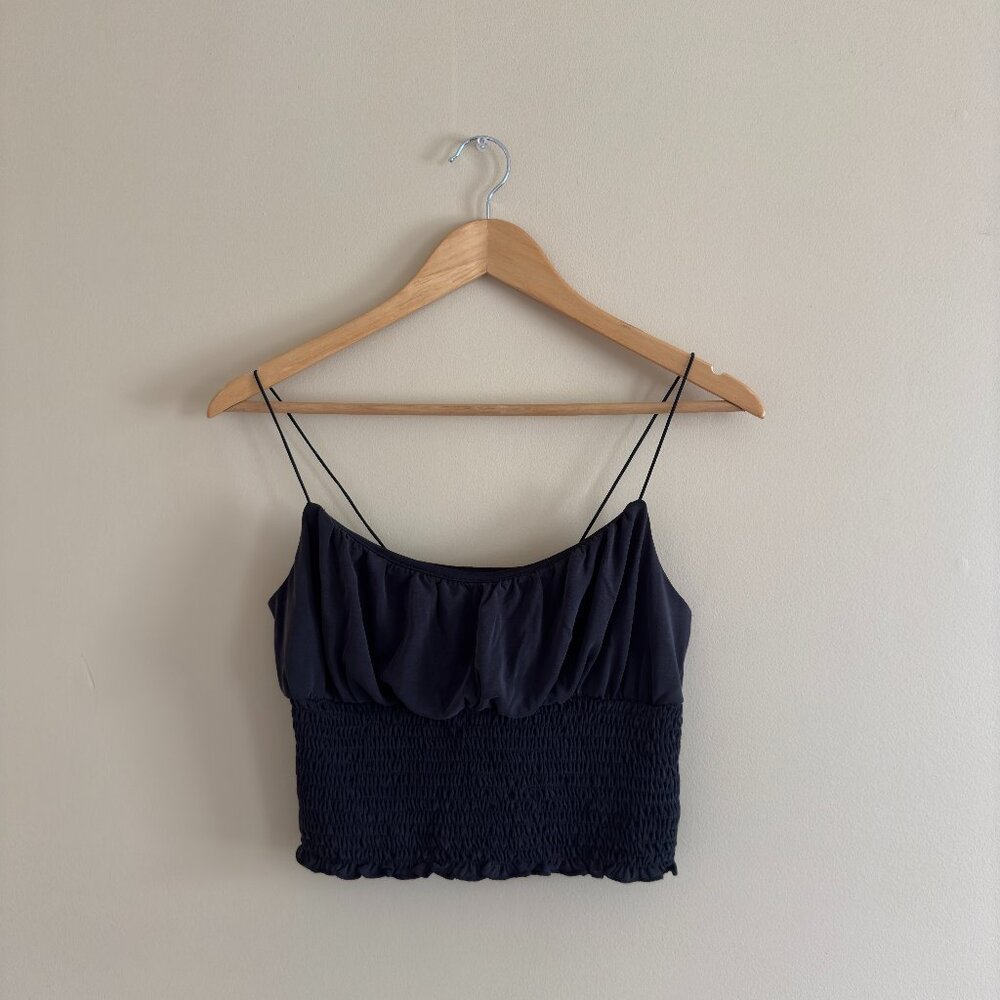 Urban Outfitters Charcoal Gray Cropped Smocked Camisole